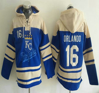 Men's Kansas City Royals #16 Paulo Orlando Alternate Blue MLB Hoodie