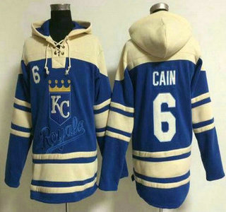 Men's Kansas City Royals #6 Lorenzo Cain Alternate Blue MLB Hoodie