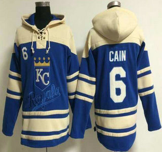 Men's Kansas City Royals #6 Lorenzo Cain Blue Hoody