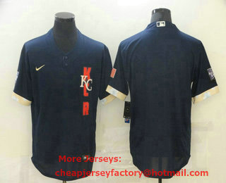 Men's Kansas City Royals Blank Navy Blue 2021 MLB All Star Stitched Flex Base Nike Jersey