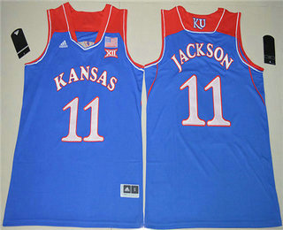 Men's Kansas Jayhawks #11 Josh Jackson Royal Blue College Basketball Swingman Stitched NCAA Jersey