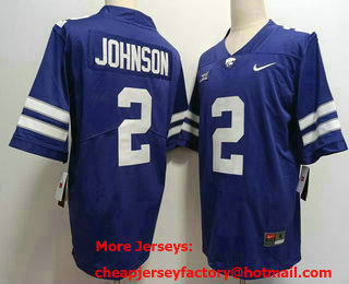 Men's Kansas State Wildcats #2 Avery Johnson Purple Vapor Stitched College Stitched Jersey