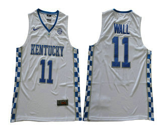 Men's Kentucky Wildcats #11 John Wall White College Basketball 2017 Nike Swingman Stitched NCAA Jersey