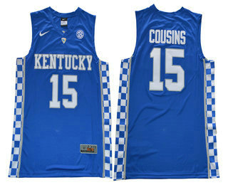 Men's Kentucky Wildcats #15 DeMarcus Cousins Blue College Basketball 2017 Nike Swingman Stitched NCAA Jersey
