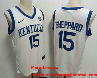 Men's Kentucky Wildcats #15 Reed Sheppard White College Basketball Jersey
