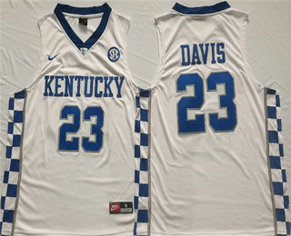Men's Kentucky Wildcats #23 Anthony Davis White Stitched Jersey