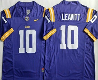 Men's LSU Tigers #10 Sam Leavitt Limited Purple FUSE College Football Jersey
