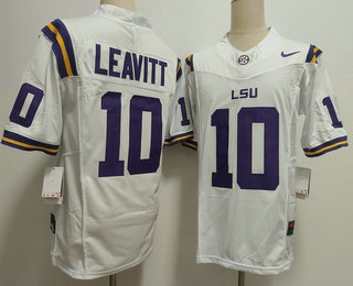 Men's LSU Tigers #10 Sam Leavitt Limited White FUSE College Football Jersey