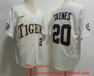 Men's LSU Tigers #20 Paul Skenes White College Baseball Jersey