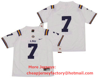 Men's LSU Tigers #7 Grant Delpit White No Name 2017 Vapor Untouchable Stitched Nike NCAA Jersey