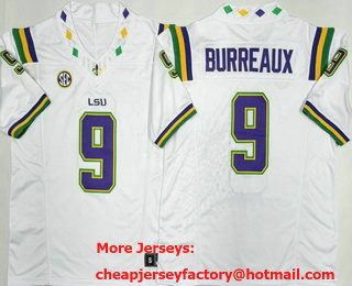 Men's LSU Tigers #9 Joe Burreaux Limited White FUSE 2026 College Football Jersey