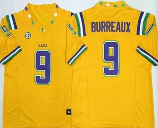 Men's LSU Tigers #9 Joe Burreaux Limited Yellow FUSE 2026 College Football Jersey