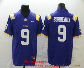 Men's LSU Tigers #9 Joe Burreaux Purple 2017 Vapor Untouchable Stitched Nike NCAA Jersey