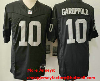 Men's Las Vegas Raiders #10 Jimmy Garoppolo Black 2023 FUSE Vapor Limited Stitched Jersey