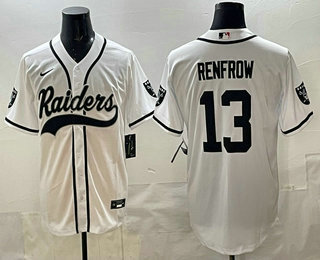 Men's Las Vegas Raiders #13 Hunter Renfrow White Cool Base Stitched Baseball Jersey