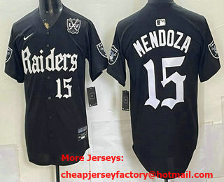 Men's Las Vegas Raiders #15 Fernando Mendoza Black Gothic Sin City Shadows Edition With 65th Patch Vapor Jersey