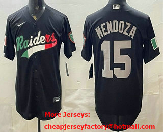 Men's Las Vegas Raiders #15 Fernando Mendoza Black Mexico Cool Base Stitched Baseball Jersey