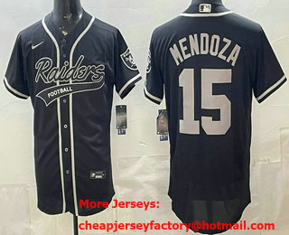 Men's Las Vegas Raiders #15 Fernando Mendoza Limited Black Fashion Baseball Jersey