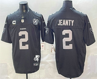 Men's Las Vegas Raiders #2 Ashton Jeanty Black 2025 FUSE 65th Patch Fashion Stitched Jersey