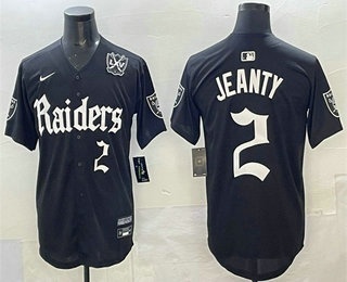 Men's Las Vegas Raiders #2 Ashton Jeanty Black 65th Patch Limited Fashion Baseball Jersey
