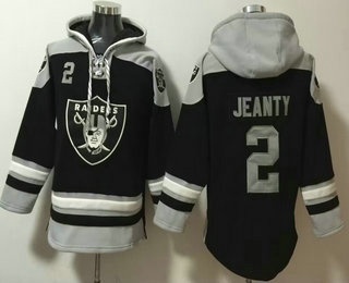 Men's Las Vegas Raiders #2 Ashton Jeanty Black Ageless Must Have Lace Up Pullover Hoodie