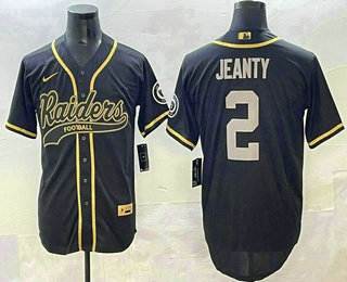 Men's Las Vegas Raiders #2 Ashton Jeanty Limited Black Gold Fashion Baseball Jersey