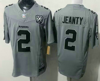 Men's Las Vegas Raiders #2 Ashton Jeanty Limited FUSE Grey 65TH Fashion Vapor Jersey