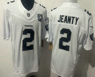 Men's Las Vegas Raiders #2 Ashton Jeanty Limited White 65TH Fashion Vapor Jersey