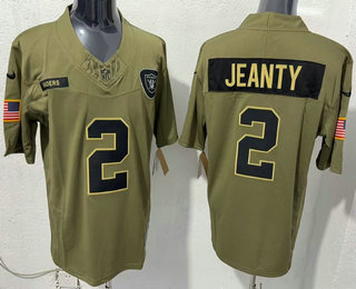 Men's Las Vegas Raiders #2 Ashton Jeanty Olive 2025 FUSE Salute to Service Limited Jersey