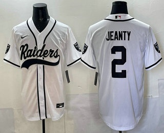 Men's Las Vegas Raiders #2 Ashton Jeanty White Cool Base Stitched Baseball Jersey