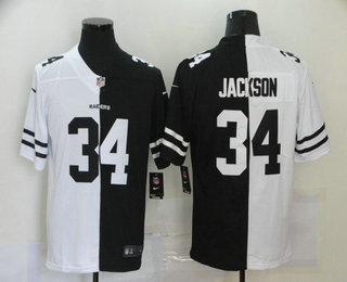 Men's Las Vegas Raiders #34 Bo Jackson White Black Peaceful Coexisting 2020 Vapor Untouchable Stitched NFL Nike Limited Jersey