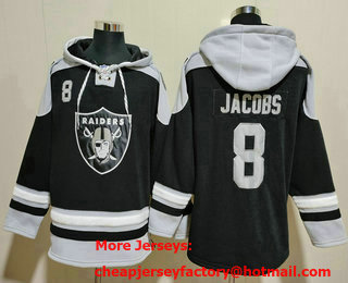 Men's Las Vegas Raiders #8 Josh Jacobs Black Ageless Must Have Lace Up Pullover Hoodie