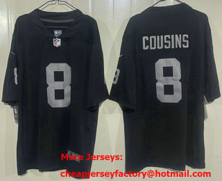 Men's Las Vegas Raiders #8 Kirk Cousins Limited Black Vapor Jersey