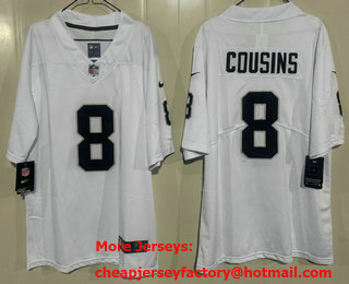 Men's Las Vegas Raiders #8 Kirk Cousins Limited White Vapor Jersey