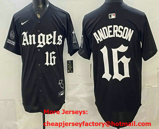 Men's Los Angeles Angels #16 Garret Anderson Black Gothic Edition Vapor Premier Limited Stitched Jersey