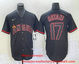 Men's Los Angeles Angels #17 Shohei Ohtani Lights Out Black Fashion Cool base Nike Jersey