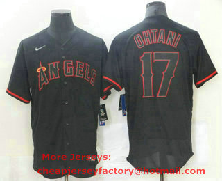 Men's Los Angeles Angels #17 Shohei Ohtani Lights Out Black Fashion Flexbase Nike Jersey