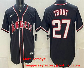 Men's Los Angeles Angels #27 Mike Trout 2026 Black Fashion Cool Base Jersey