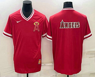 Men's Los Angeles Angels Big Logo Red Cooperstown Collection Legend Stitched MLB Jersey 01