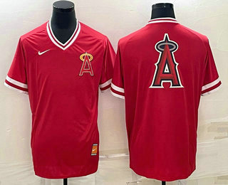 Men's Los Angeles Angels Big Logo Red Cooperstown Collection Legend Stitched MLB Jersey 02