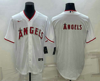 Men's Los Angeles Angels Big Logo White Stitched MLB Cool Base Nike Jersey