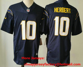 Men's Los Angeles Chargers #10 Justin Herbert Navy Blue 2023 FUSE Vapor Limited Stitched Jersey