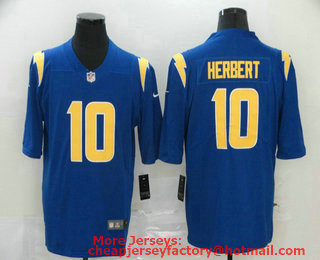 Men's Los Angeles Chargers #10 Justin Herbert Royal Blue 2020 NEW Color Rush Stitched NFL Nike Limited Jersey