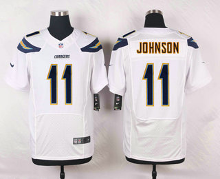 Men's Los Angeles Chargers #11 Stevie Johnson White Road NFL Nike Elite Jersey