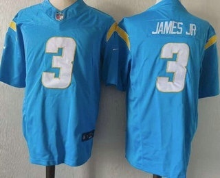 Men's Los Angeles Chargers #3 Derwin James Jr Limited Light Blue FUSE Vapor Jersey