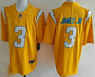 Men's Los Angeles Chargers #3 Derwin James Jr Limited Yellow Vapor Jersey