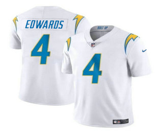 Men's Los Angeles Chargers #4 Gus Edwards White Vapor Limited Stitched Football Jersey