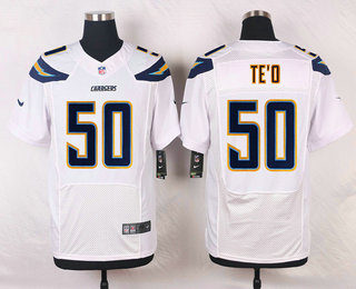 Men's Los Angeles Chargers #50 Manti Te'o White Road NFL Nike Elite Jersey