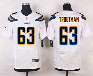 Men's Los Angeles Chargers #63 Johnnie Troutman White Road NFL Nike Elite Jersey