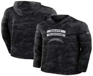 Men's Los Angeles Chargers Black 2026 Salute to Service Sideline Lightweight Hoodie Long Sleeve Top